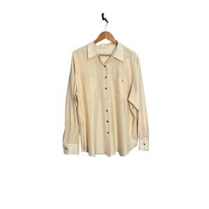 Vintage Lord & Taylor 100% Silk Striped Blouse
22W Plus Size Cream